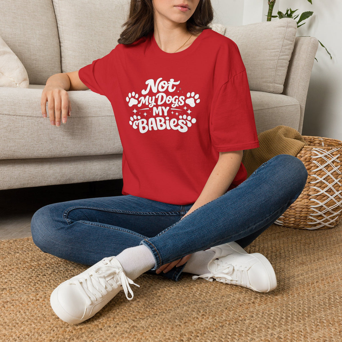 Dog Mom T-Shirt — "Not My Dogs, My Babies" Paw Print Tee