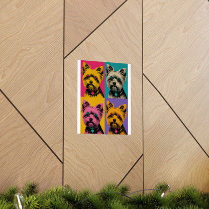 Pop Art Yorkie Poster – Colorful Matte Vertical Dog Art Print