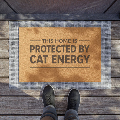 Protected by Cat Energy Doormat – Funny Cat Lover Welcome Mat