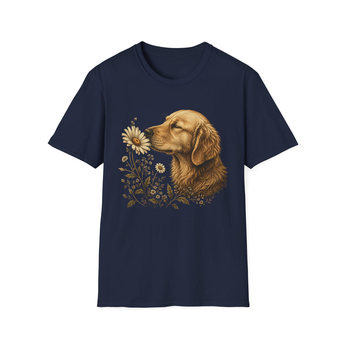 Golden Retriever & Daisies T-Shirt — Floral Dog Lover Tee
