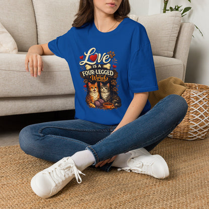 Cat Lover T-Shirt — "Love Is a Four-Legged Word" Graphic Tee