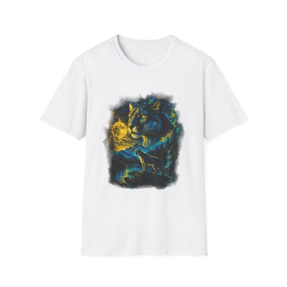 Moon T-Shirt — Neon Cosmic Big Cat Graphic Tee