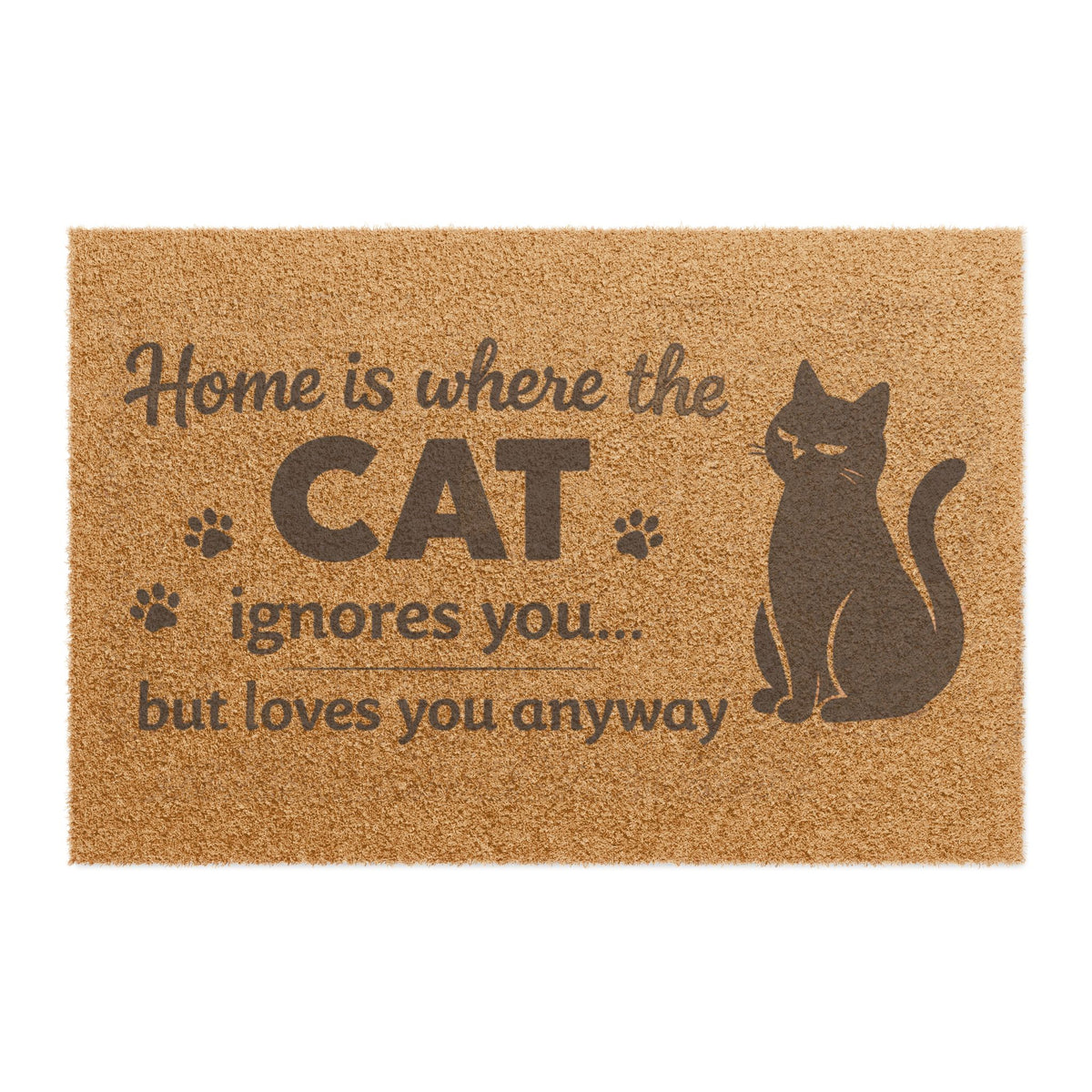 Cat Doormat — "Home is where the cat ignores you but loves you anyway" Decorative Welcome Mat