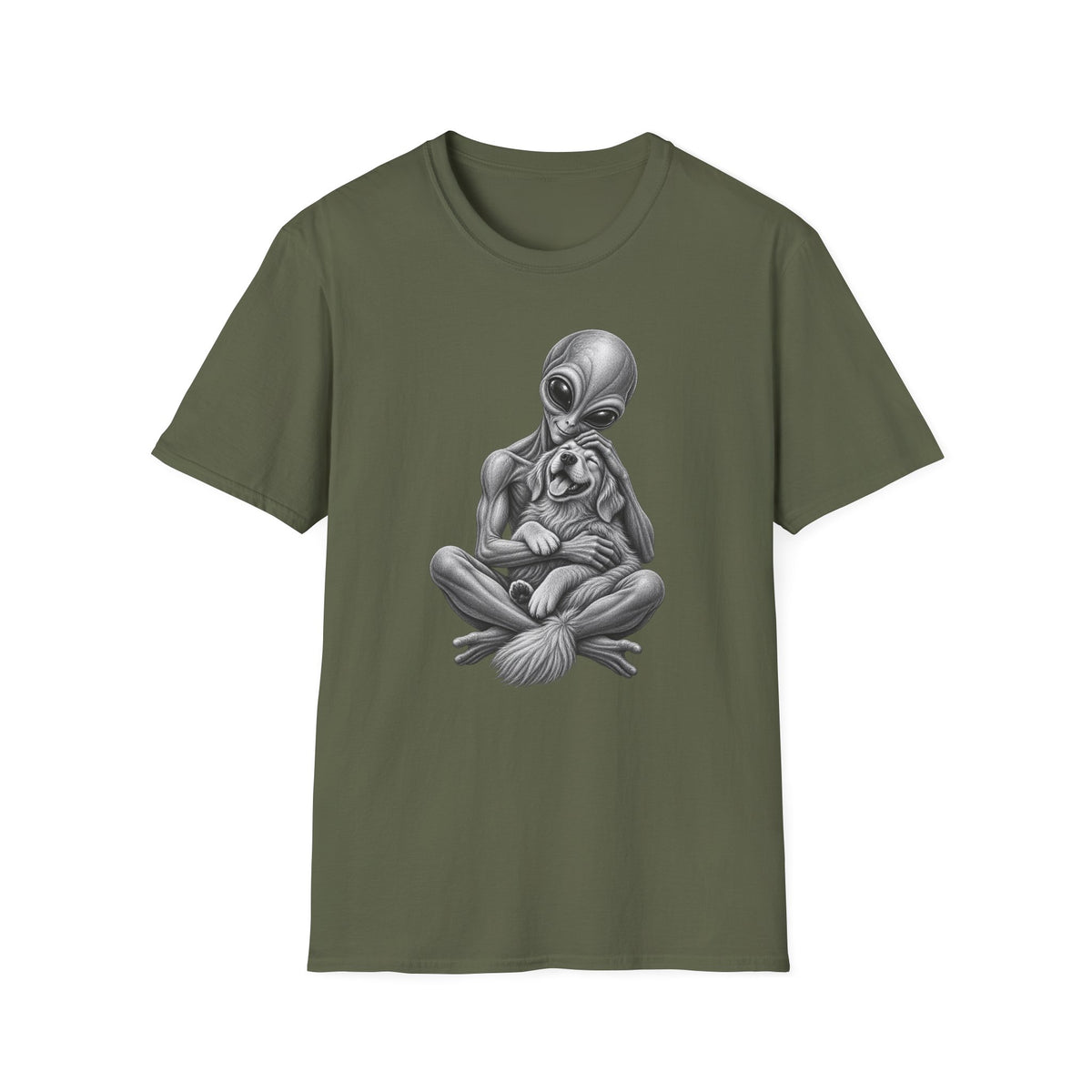 Alien Hug T-Shirt — Cute Alien Holding Dog Graphic Tee