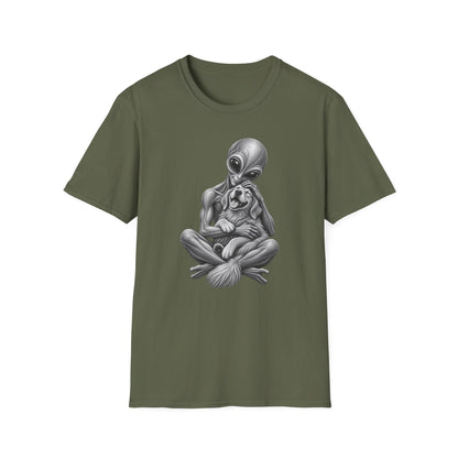 Alien Hug T-Shirt — Cute Alien Holding Dog Graphic Tee