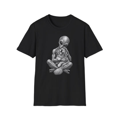 Alien Hug T-Shirt — Cute Alien Holding Dog Graphic Tee