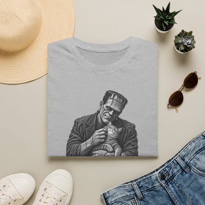 Frankenstein Holding Kitty T-Shirt — Cute Gothic Horror Tee