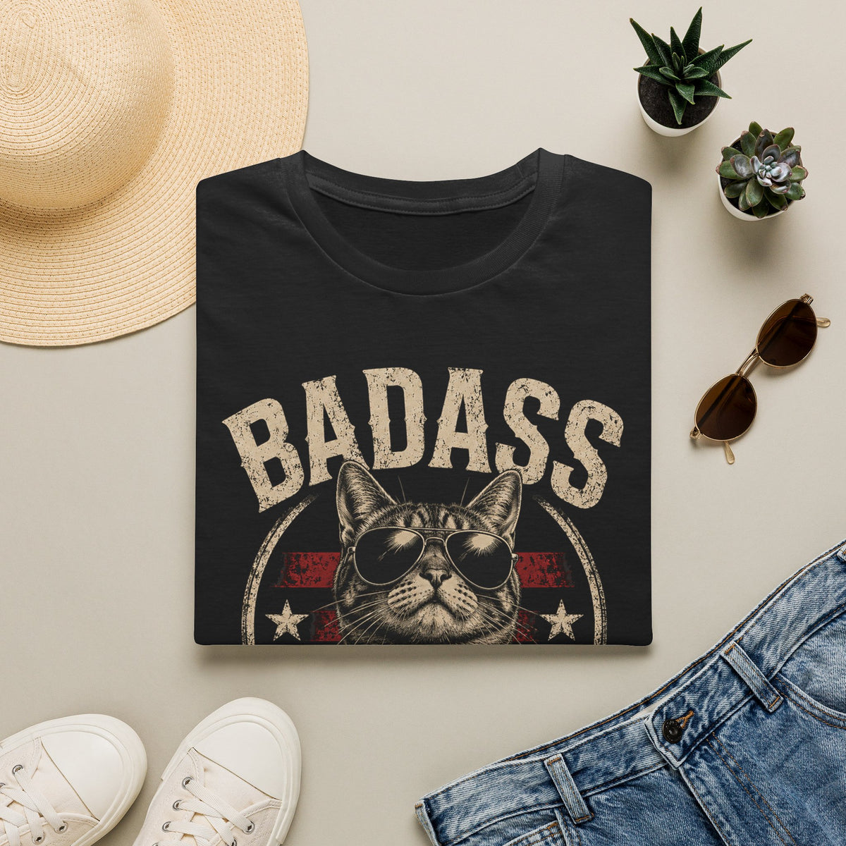 Badass Cat T-Shirt — Retro Sunglasses Cat Graphic Tee