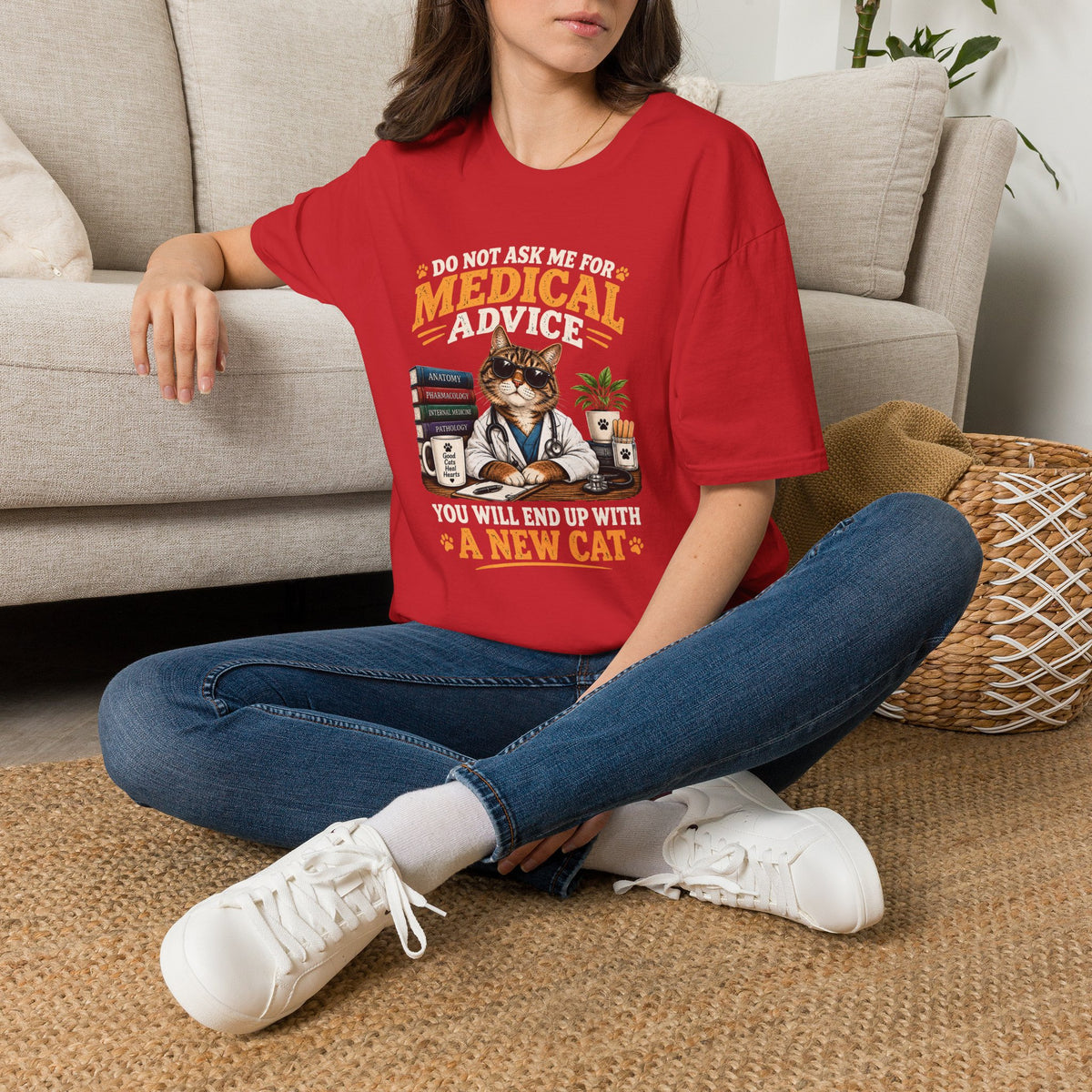 Cat Doctor T-Shirt — "Do Not Ask Me for Medical Advice, You Will End Up With a New Cat" Funny Vet Cat Tee