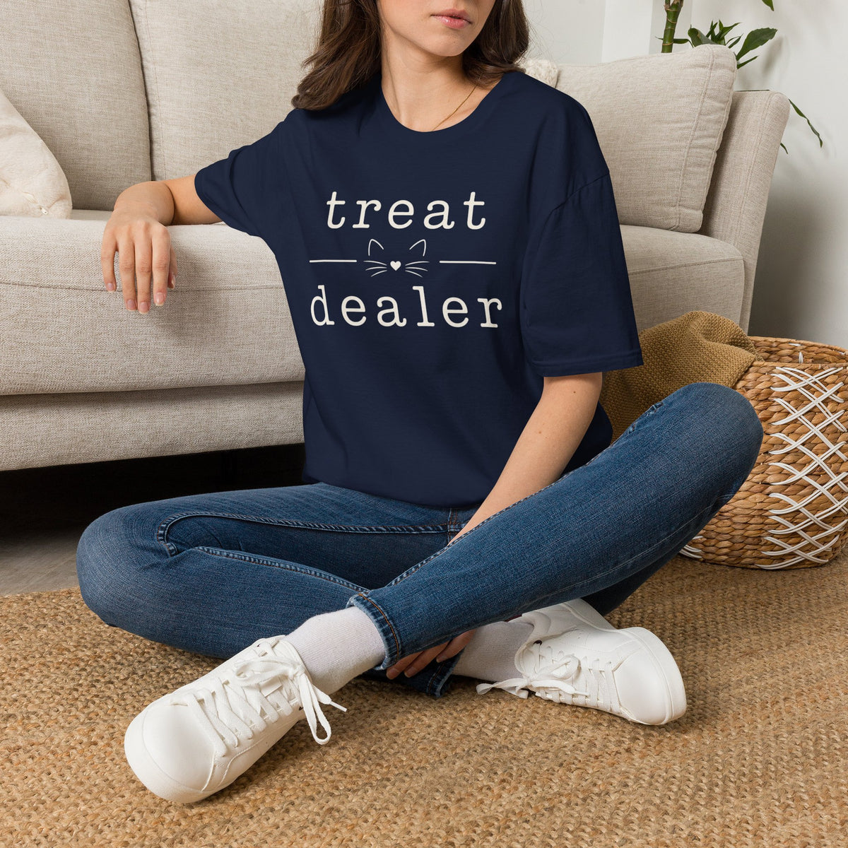 T-Shirt — "Treat Dealer" Cute Cat Treats Graphic Tee