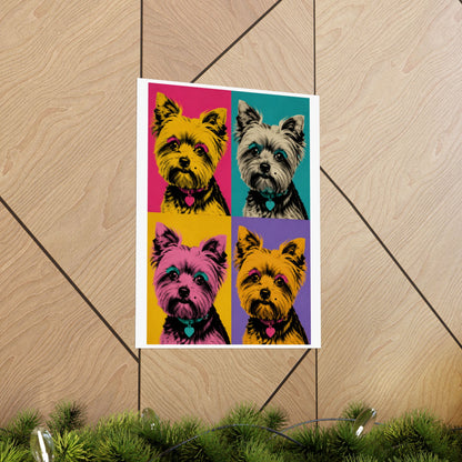 Pop Art Yorkie Poster – Colorful Matte Vertical Dog Art Print