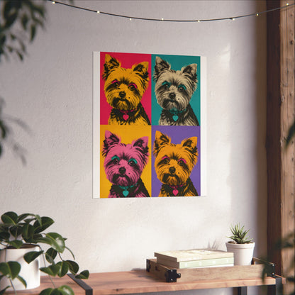 Pop Art Yorkie Poster – Colorful Matte Vertical Dog Art Print