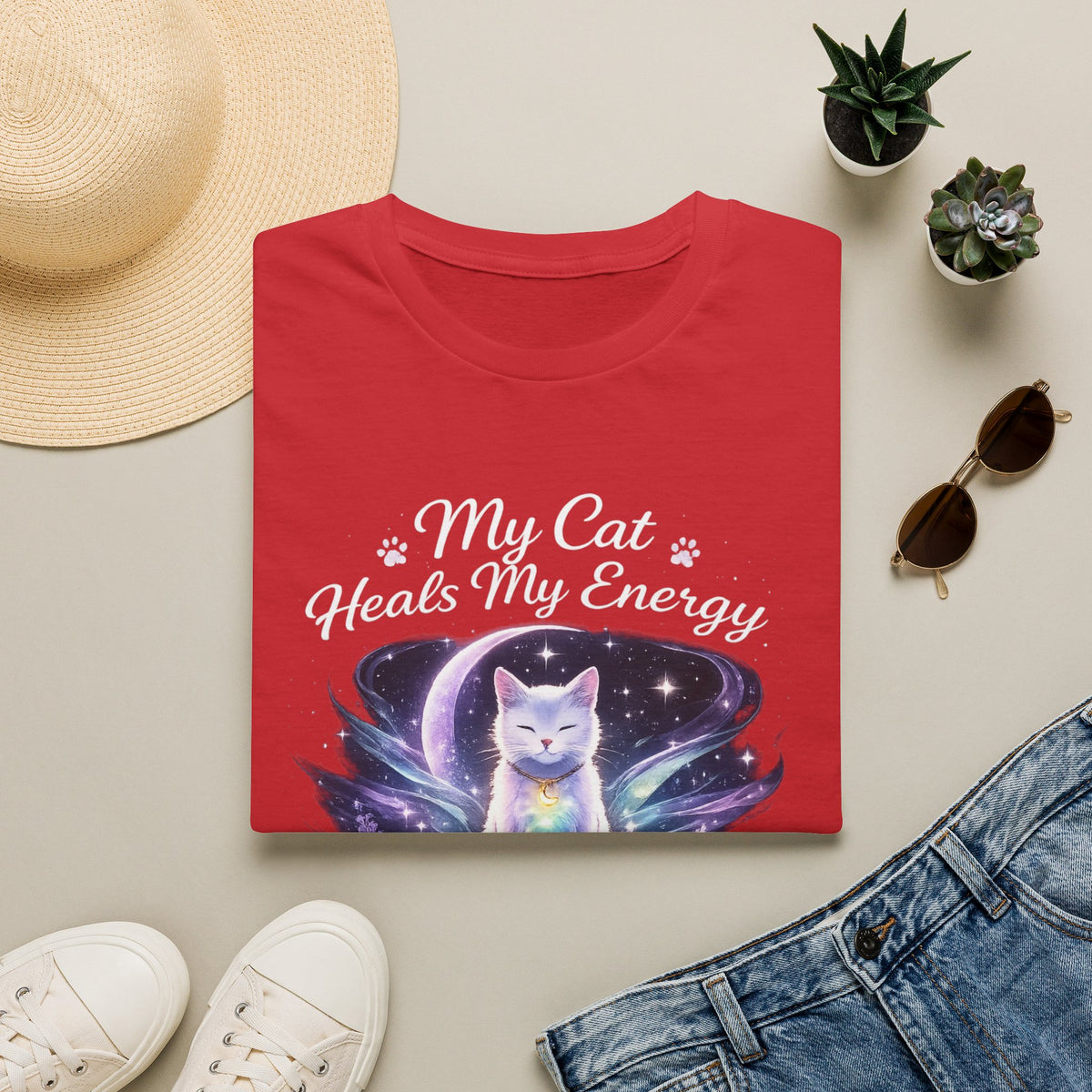 My Cat Heals My Energy T-Shirt — Spiritual Cat Lover Tee