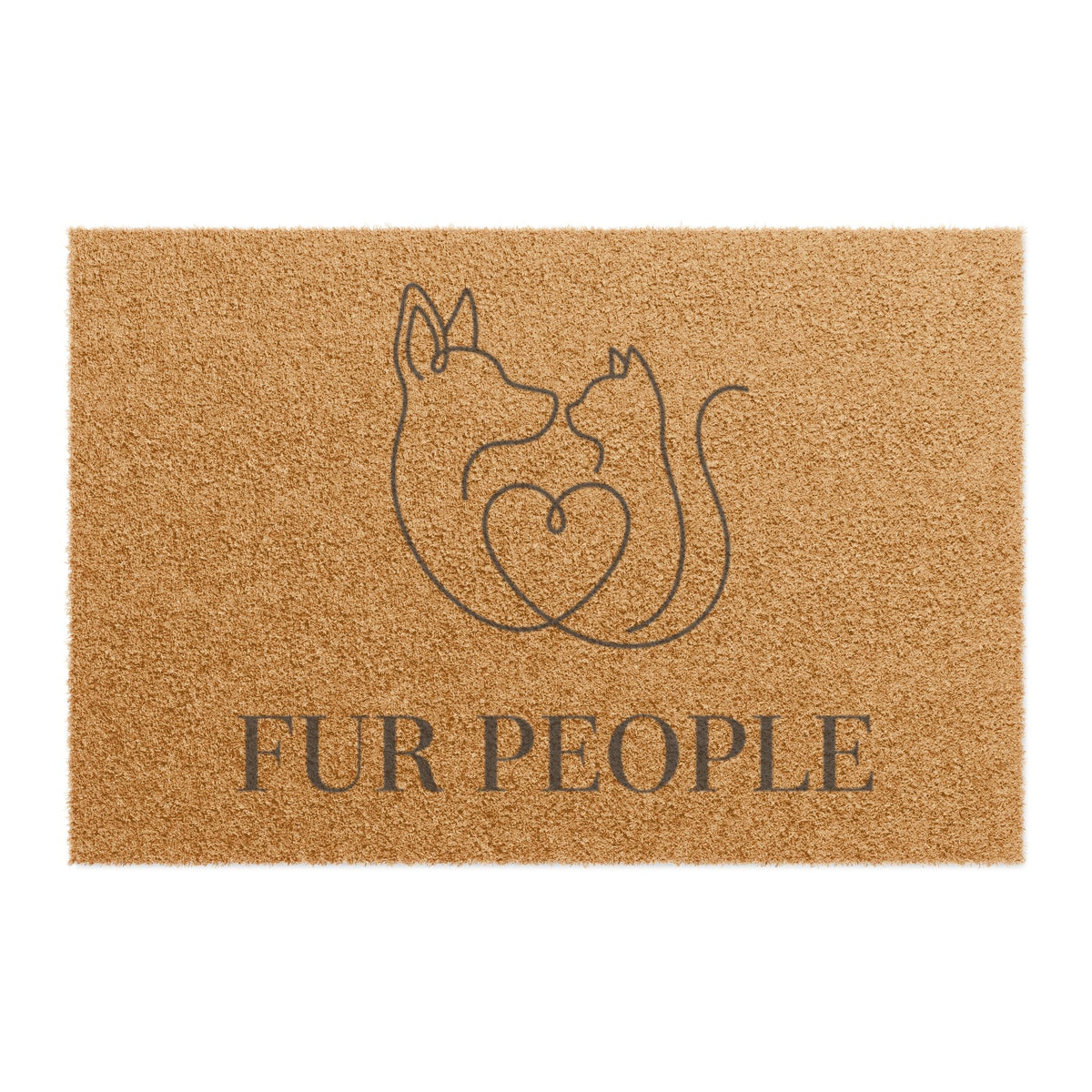 Doormat — 'Fur People' Pet Welcome Mat with Cat & Dog Heart Design
