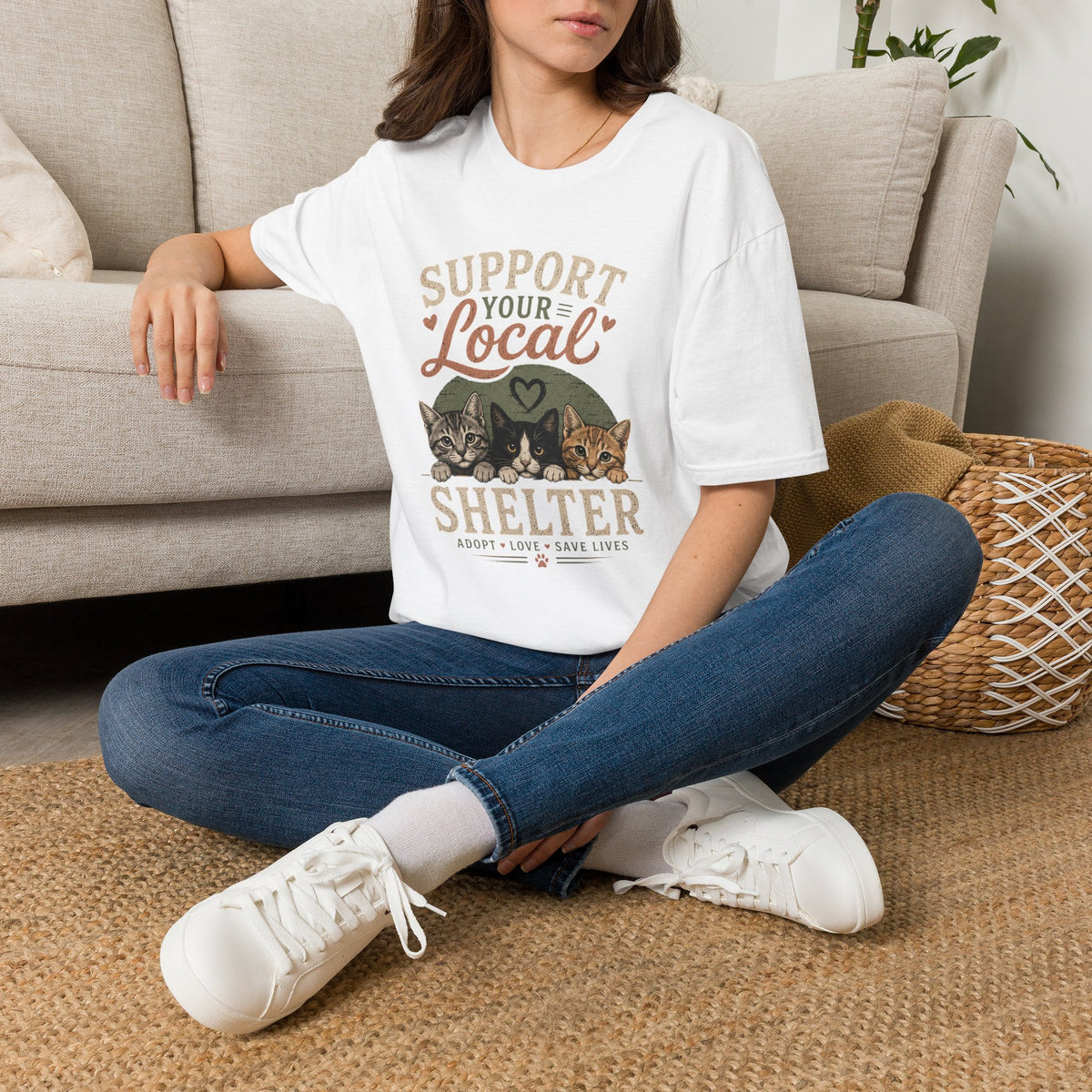 Support Your Local Shelter T-Shirt — Rescue Cats Adoption Fundraiser Tee