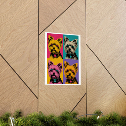 Pop Art Yorkie Poster – Colorful Matte Vertical Dog Art Print