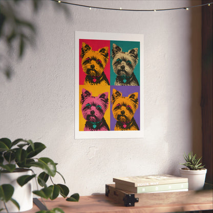 Pop Art Yorkie Poster – Colorful Matte Vertical Dog Art Print