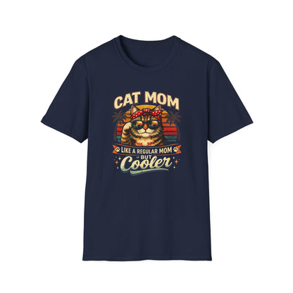 Cat Mom T-Shirt — "Cat Mom Like A Regular Mom But Cooler" Retro Graphic Tee