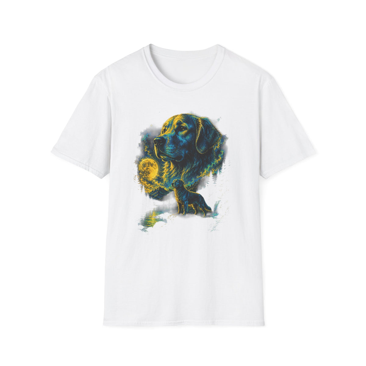 Golden Retriever Moon Graphic T‑Shirt — Vintage Dog Portrait Tee