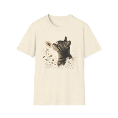 Cat & Wildflower T-Shirt — Whimsical Floral Kitty Tee