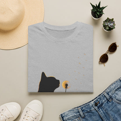 Cat Silhouette Dandelion Tee — Whimsical Night Cat T-Shirt