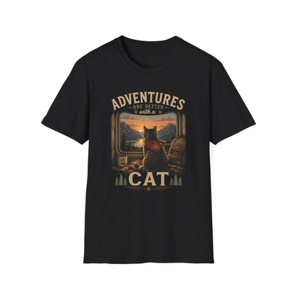 Adventure Cat T‑Shirt — “Adventures Are Better with a Cat” Graphic Tee