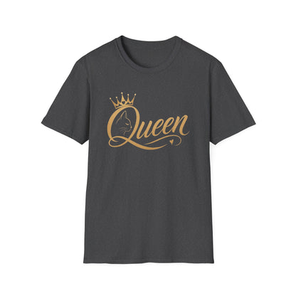Queen cat lover T‑Shirt — Gold Crown Feminine Graphic Tee