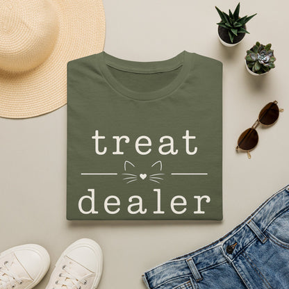 T-Shirt — "Treat Dealer" Cute Cat Treats Graphic Tee