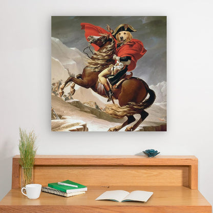 Napoleon Dog Riding Horse Matte Vertical Poster — Funny Historical Wall Art