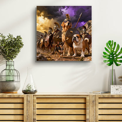 Warrior Dogs Poster — Spartan Canine Art Matte Vertical Print