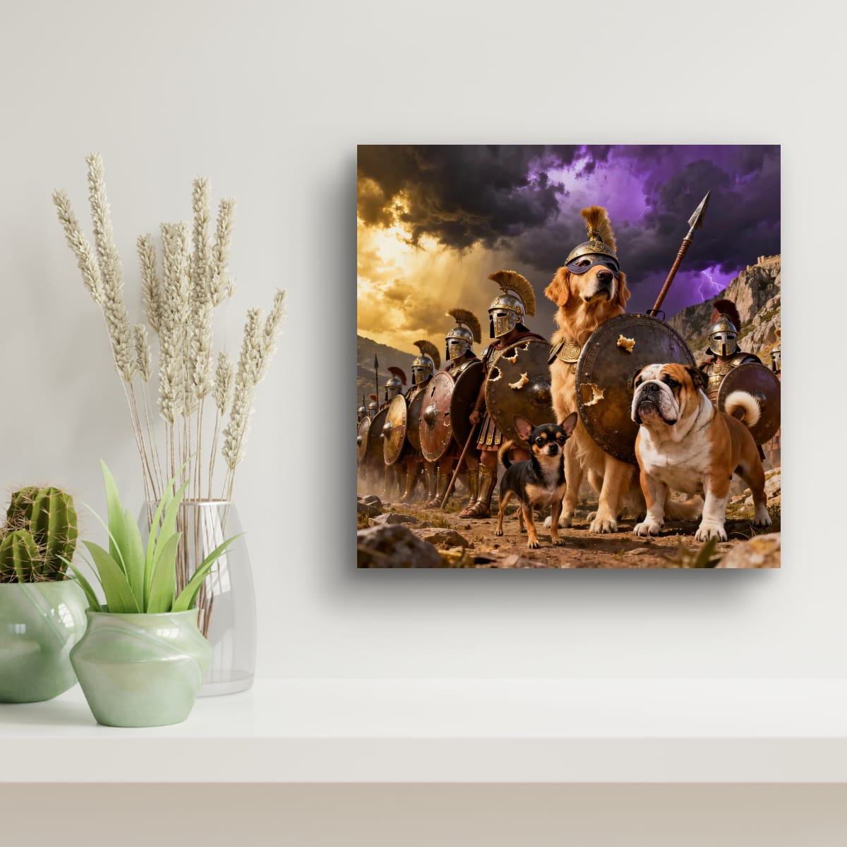 Warrior Dogs Poster — Spartan Canine Art Matte Vertical Print