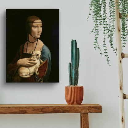 Matte Vertical Poster — Renaissance Lady with Chihuahua Art Print