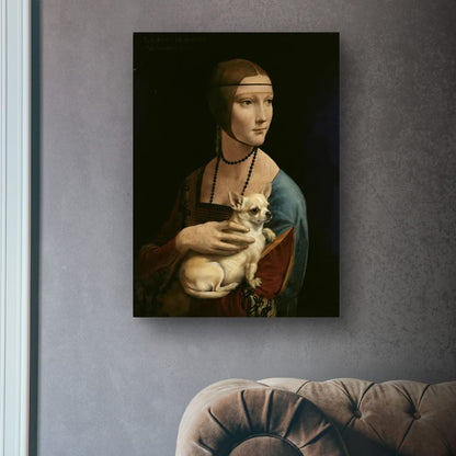 Matte Vertical Poster — Renaissance Lady with Chihuahua Art Print