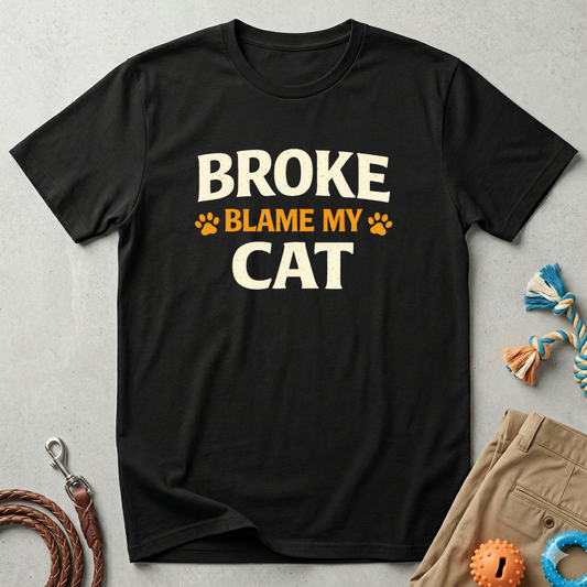 Broke Blame My Cat T-Shirt – Funny Cat Lover Tee