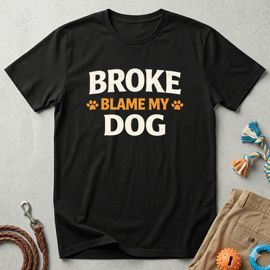 Broke, Blame My Dog T-Shirt — Funny Dog Lover Tee