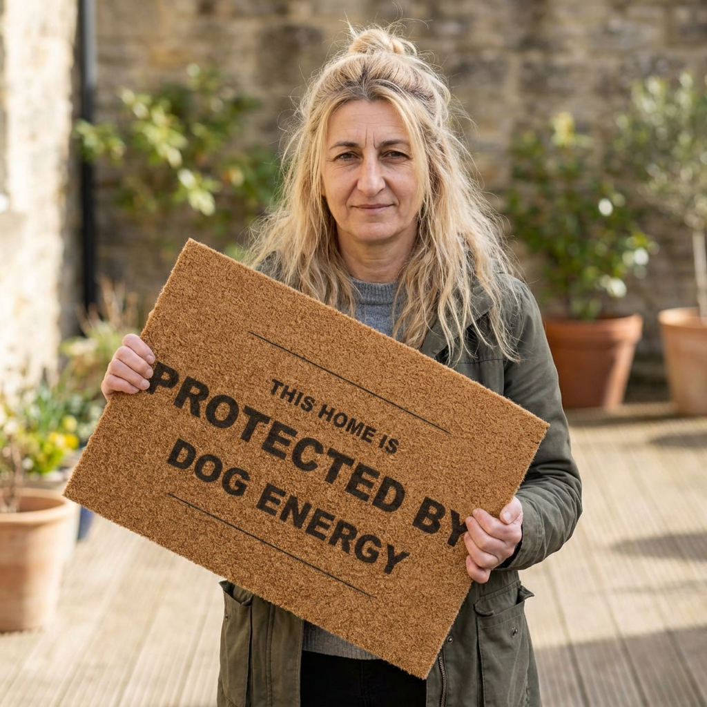 Doormat — "This Home Is Protected By Dog Energy" Coir Welcome Mat
