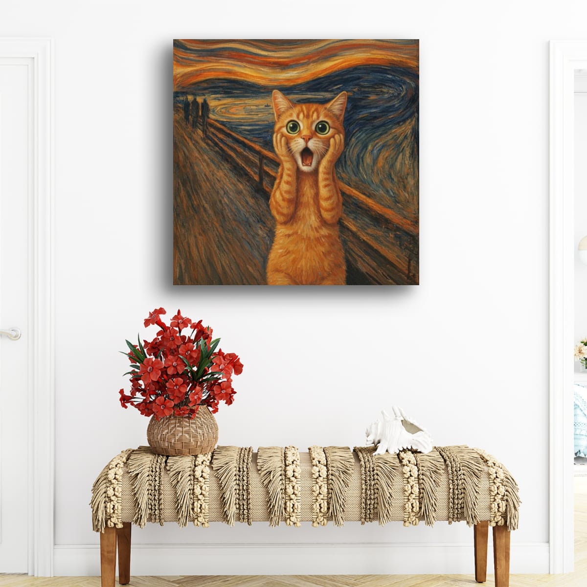 Cat Scream Poster — Funny Orange Cat Matte Wall Art (The Scream Parody)