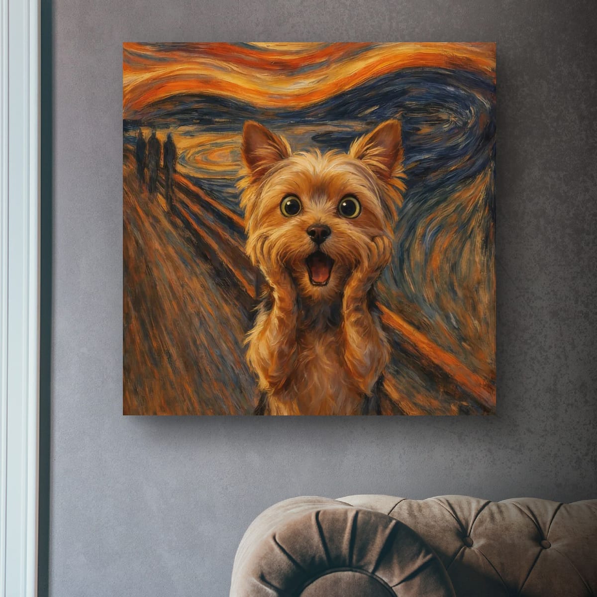 Yorkie 'The Scream' Art Poster - Funny Dog Matte Print