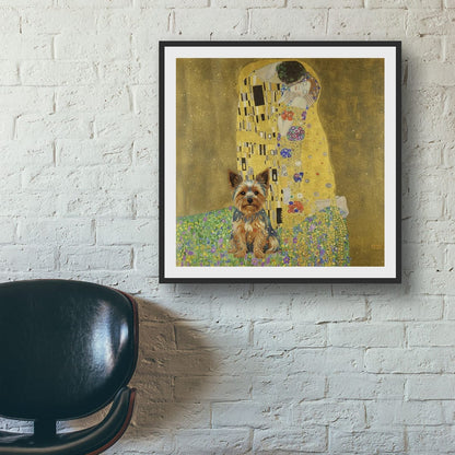 Yorkshire Terrier on Gustav Klimt The Kiss — Matte Art Poster