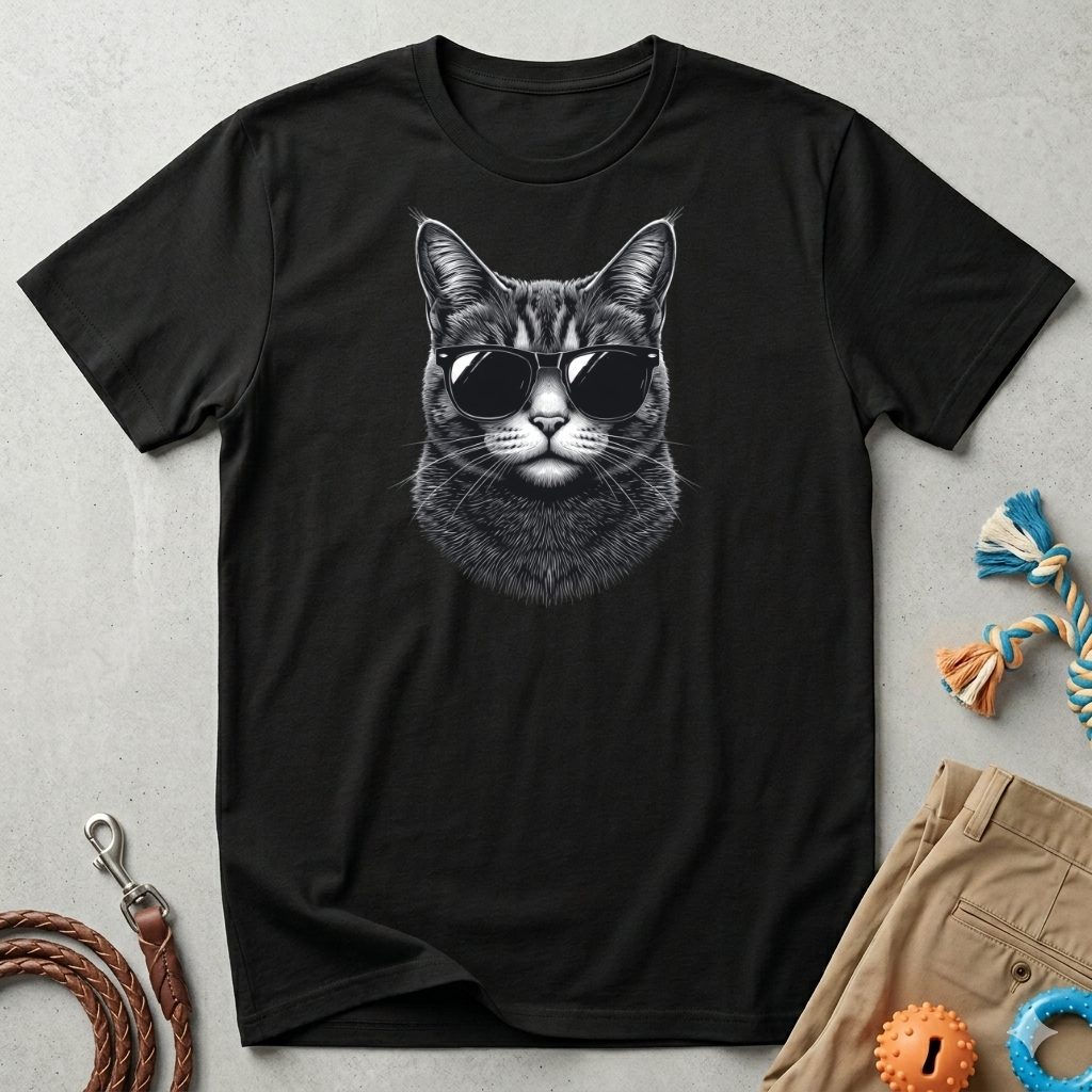 Cat With Sunglasses T-Shirt — Cool Retro Cat Graphic Tee