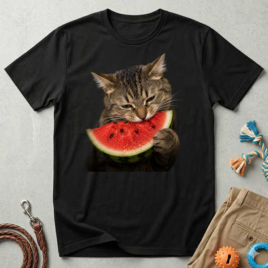 Cat Eating Watermelon T‑Shirt — Cute Summer Cat Graphic Tee
