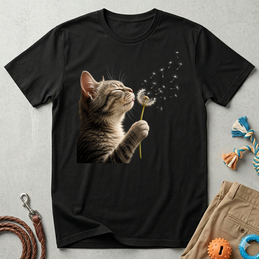 Cat Dandelion T-Shirt — Cute Kitten Blowing Dandelion Graphic Tee