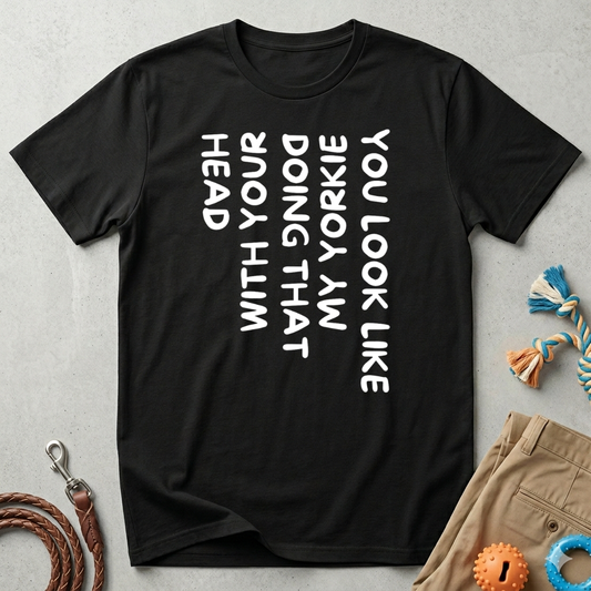 T-Shirt — "You Look Like My Yorkie" Vertical Text Graphic Tee