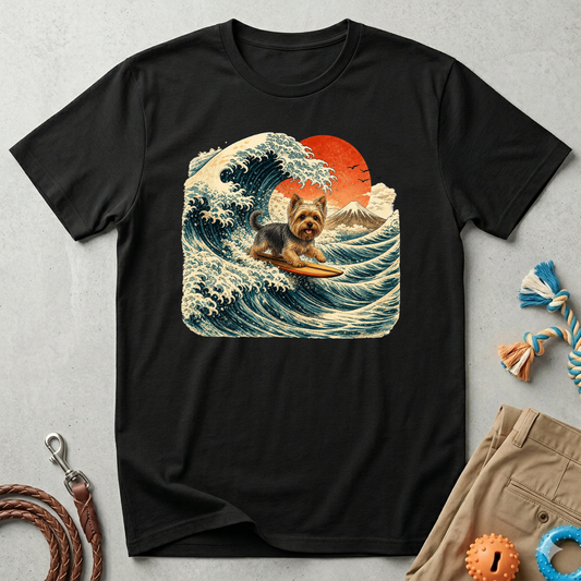 Yorkshire Terrier Wave T-Shirt — Japanese Wave Surf Dog Graphic Tee