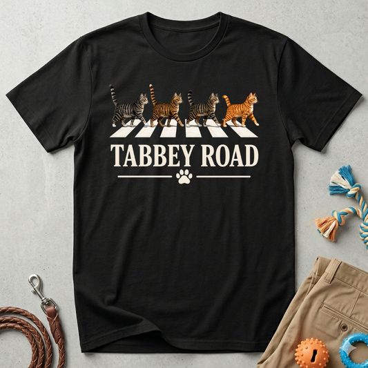 Tabbey Road T-Shirt — Cats Crossing Beatles Parody Tee