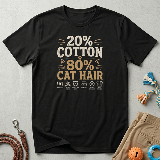 20% Cotton 80% Cat Hair T-Shirt — Funny Cat Lover Tee