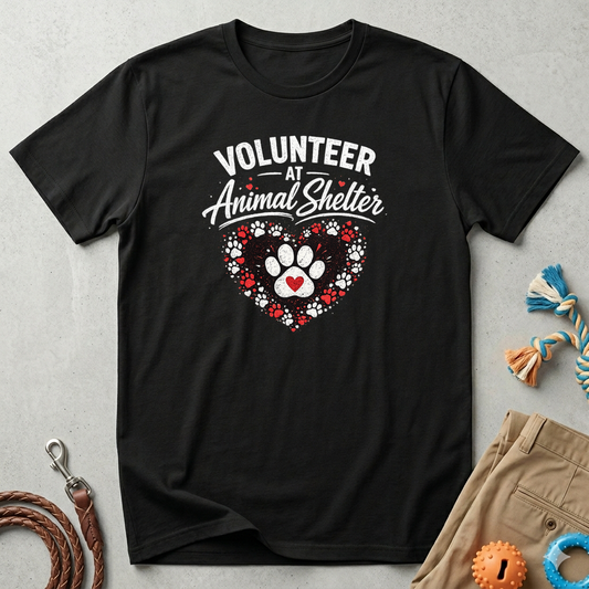 Volunteer at Animal Shelter T-Shirt — Paw Heart Rescue Volunteer Tee