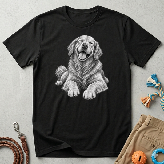 Golden Retriever Portrait T-Shirt — Smiling Dog Graphic Tee for Dog Lovers