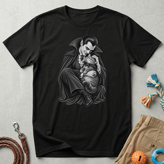 Vampire & Kitty Tee  Cute Gothic Dracula Cat Graphic T-Shirt