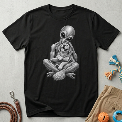 Alien Hug T-Shirt — Cute Alien Holding Dog Graphic Tee